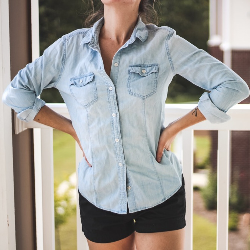 chambray/ denim top